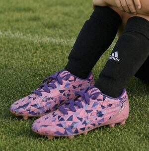 Dream Pairs Kids Soccer Cleats Pink Purple Geometric FG Youth Size 1
